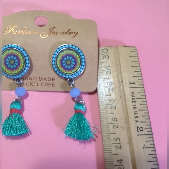 Teal & Purple Tassel Dangle Earrings New With Tag Fashion Jewelry - Picture 5 of 13